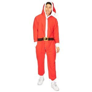 NWT JUST ONE MEN'S SANTA JUMPSUIT SIZE M ONE-PIECE CHRISTMAS HOLIDAYS